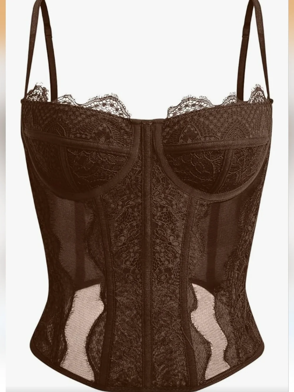 NWT - Lace Bustier Corset Top in Brown - Picture 1 of 3